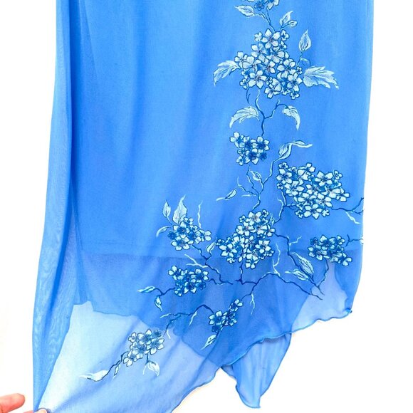 Vtg NWT Byer Too Womens Y2K Sheer Midi Slip Dress Size L Fairycore Floral 90s - Picture 6 of 16